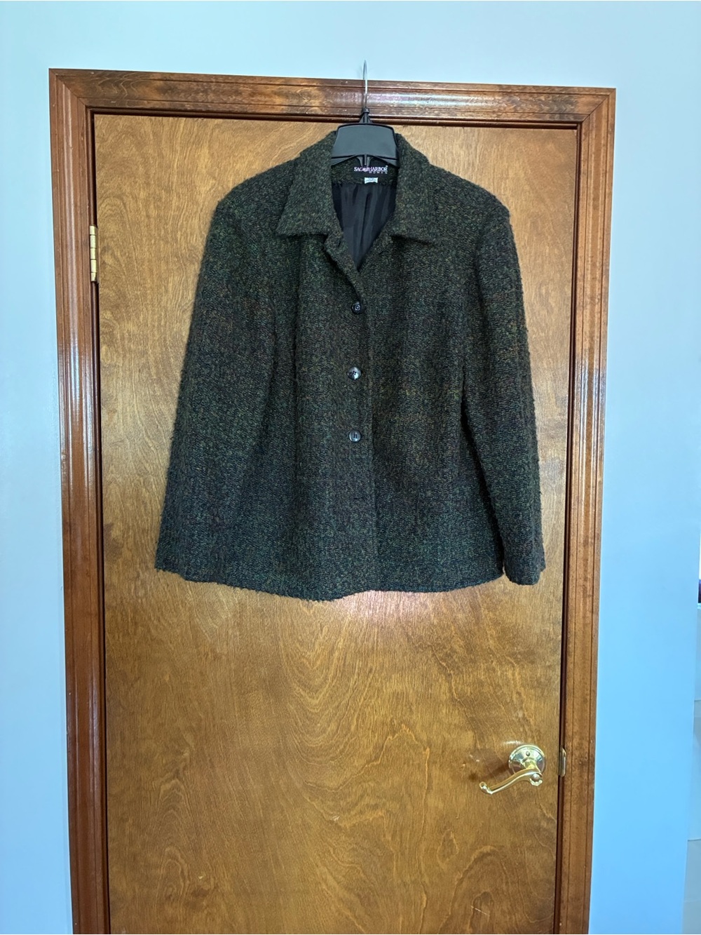 Sag Harbor Forest Green Wool-Blend Pea Coat Size 16W